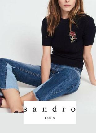Sandro трикотажна кофточка з трояндою