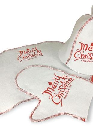 Подарочный набор для бани "merry christmas" 3 предмета luxyart универсальный белый cl0041463