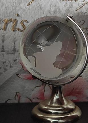 Сувенир стеклянный мини глобус на ножке-подставке