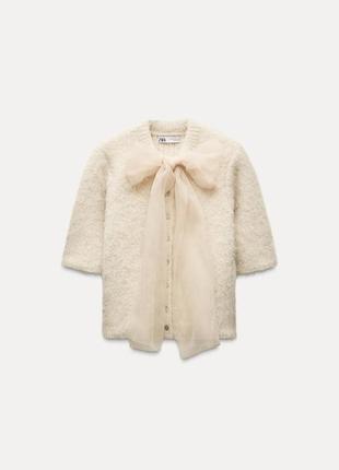 Топ женский бежевый с бантом zara new