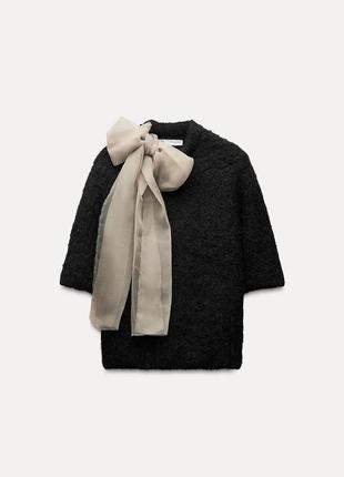 Топ женский черный с бантом zara new