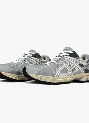 Кроссовки женские / мужские серые с кожи осенние весенние летние gelkayano asics gel-kahana 8 "sweet grey"