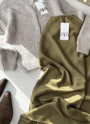 Атласная шелковая юбка макси от zara