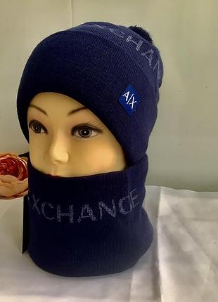 Комплект шапка шарф, бафф armani
