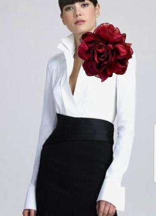 Велика квітка брошка бордо, 25 см. органза. обьемна.