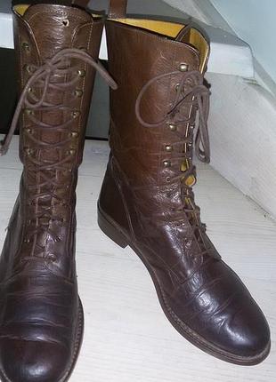 Sophia moda (italy) - кожаные сапоги на шнуровке р.39 ( 25,5 см)