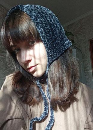 Чепчик в графитовом цвете, вязаный ручная работа