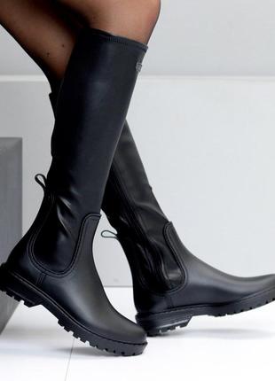 Беж/черные резиновые резиновые сапоги сапоги для непогоды на флисе 36-41