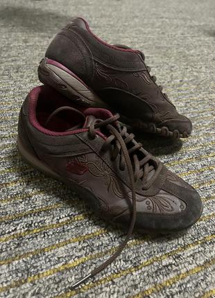 Шкіряні кросівки коричневі із замшею бордовою на шнурках оригінальні skechers 36 37