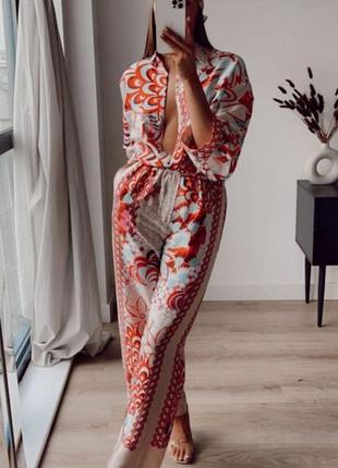 Атласні брюки zara розмір l, xl