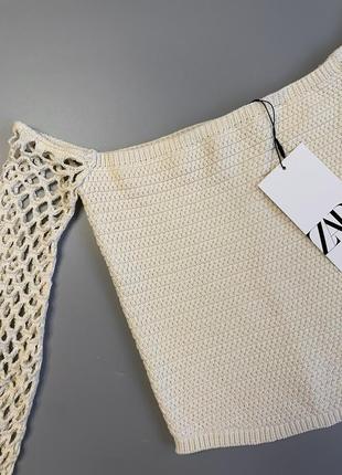Ажурний трикотажний топ кофта zara з вʼязаними рукавами3 фото