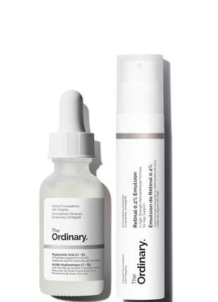 Омолоджувальний і зволожувальний набір the ordinary retinal 0.2% emulsion serum hyaluronic acid 2%+b5