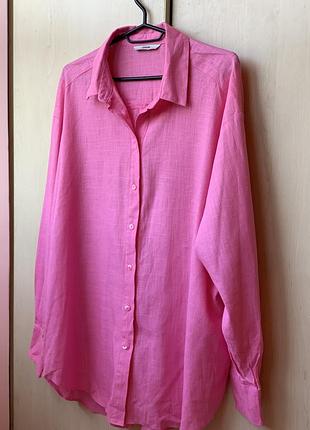 Лляна сорочка оверсайз у гарному рожевому кольорі george