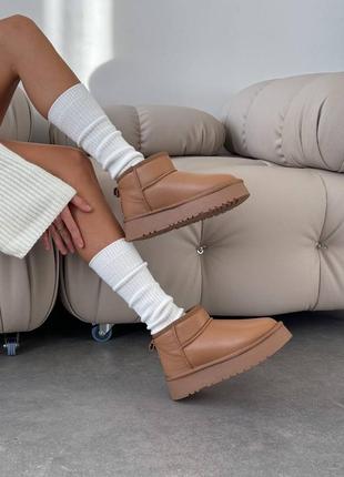 В наличии короткие угги натур кожа рыжие кэмэл зима 36-40р