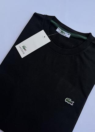 Мужская однотонная футболка черного цвета lacoste👕