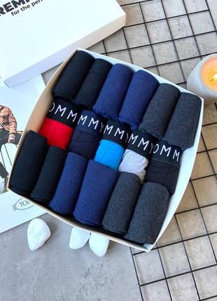 Комплект premium box tommy hilfiger boxer silver (5 шт трусів + 12 пар шкарпеток махра)‼️