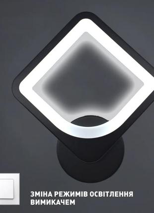 Светодиодный светильник бра tetra 22w s-200х44-black/white-220-ip20