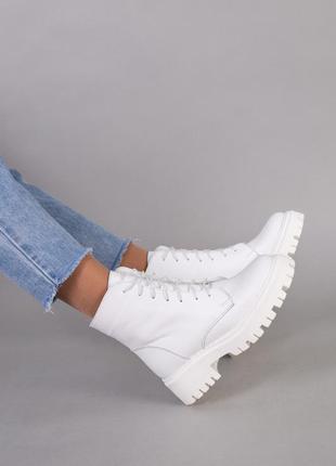 Женские кожаные ботинки (5584з) 38 vzutik белый (2000002528029)5 фото