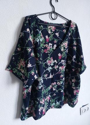 Интересная блуза с опущенными плечами в цветочный принт2 фото