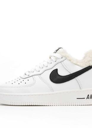 ❄️nike air force 1 low white black winter fur❄️ ❤️36рр-45рр❤️ кросівки жіночі зимні найк форс, кросівки найк зимні чоловічі