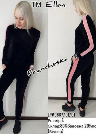 Велюровий жіночий костюм ellen (розмір s)