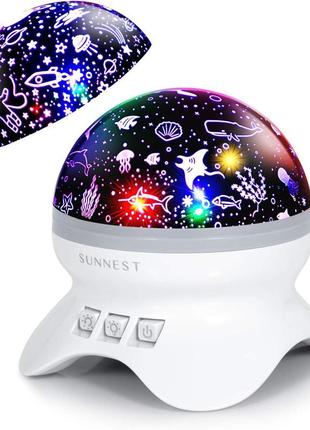 Sunnest baby night light детский проектор, лампа со звездным небом, вращающаяся на 360 градусов, космические и