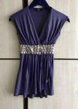 Блуза сіра з декоративним поясом