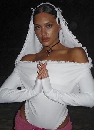 Кофта,боді,топ із капюшоном, з рюшами, з бантиками