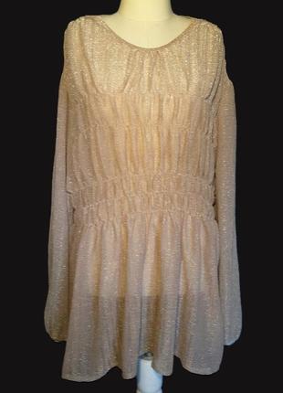 Шикарная  полупрозрачная блуза next, нарядная блестящая блузка з люрексом