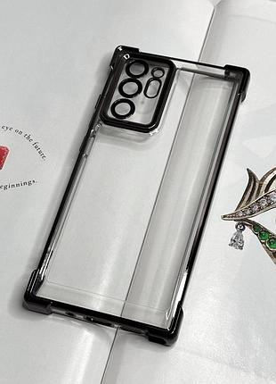 Уцінка (див. опис). чохол на samsung note 20 ultra. чохол з захистом камери та амортизуючими кутами, чорний прозорий