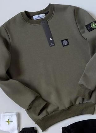 Свитшот stone island зимний хаки