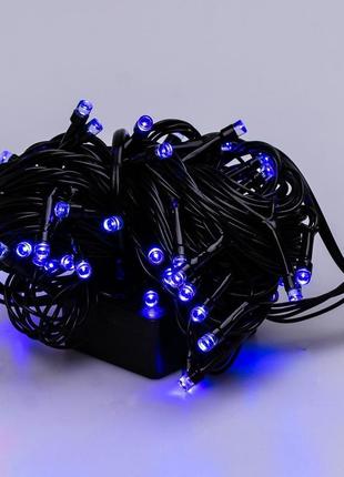 Гірлянда нитка 6м на 100 led лампочок світлодіодна чорний провід 8 режимів роботи синій7 фото