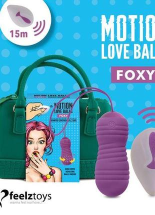 Вагинальные шарики с вращающимися жемчужинами и пультом ду feelztoys motion love balls foxy, 8,3х3,2 см.
