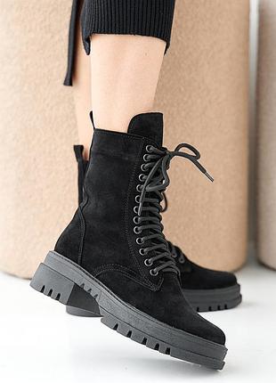 Жіночі черевики замшеві зимові чорні розмір 38 fv_003226