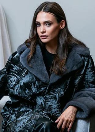 Шикарная шуба из каракульчи с норкой manock