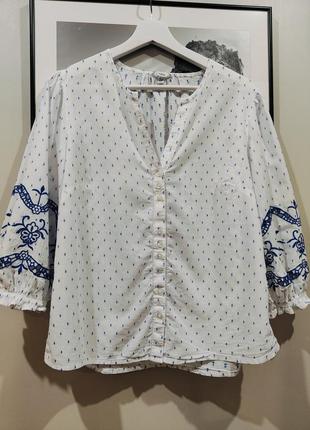 Бавовняна блуза з вишивкою