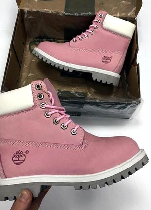 Жіночі черевики timberland pink white grey 1