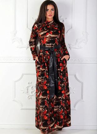 Тепла максі сукня ангора зі стойкою та мереживом  сірий зелений коричневий оранж