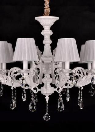 Хрустальная подвесная люстра на 8 лампочек белая sneha (9964761075/8d white)