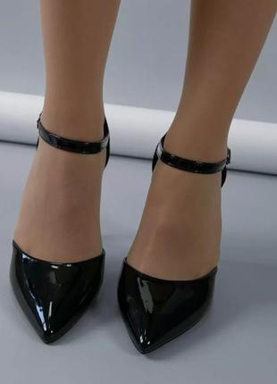 Жіночі шкіряні туфлі на високих підборах purlina чорні2 фото