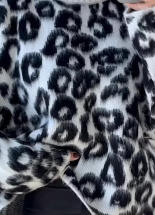 50% бавовна турецький теплий оверсайз пухнастий світер светр в леопардовий принт леопард