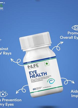 Вітаміни для зору інлайф inlife eye health 60 капсул вітаміни для покращення зору дієтична добавка з лютеїном