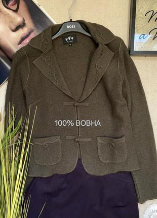 Шерстяная кофта кардиган жакет marks&spencer per una хаки 100% шерсть