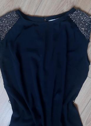 Стильное платье nly trend beaded shoulder style dress чёрное короткое бисер коктейльное бисер 36 туника