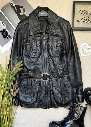 Шкіряна куртка на знімній підкладці з кролика gaimeiqi classic fashion чорного кольору жатка