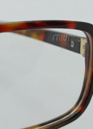 Окуляри в стилі miu miu жіночі іміджеві коричневі тигрові з золотим логотипом7 фото
