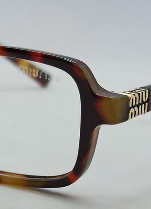 Окуляри в стилі miu miu жіночі іміджеві коричневі тигрові з золотим логотипом3 фото