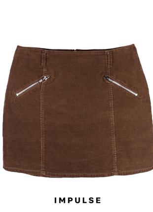 Юбка impils на подкладке вельвет коричневый лофт, карманы на молнии, size-s  100% cotton стокновая ±20у€в