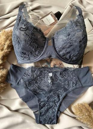 Женское нижнее белье acousma комплект трусики+бюстгальтер серый