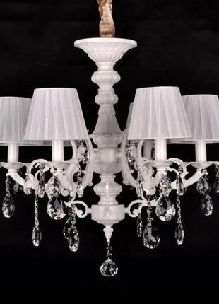 Хрустальная подвесная люстра на 6 лампочек белая sneha (9964751075/6d white)